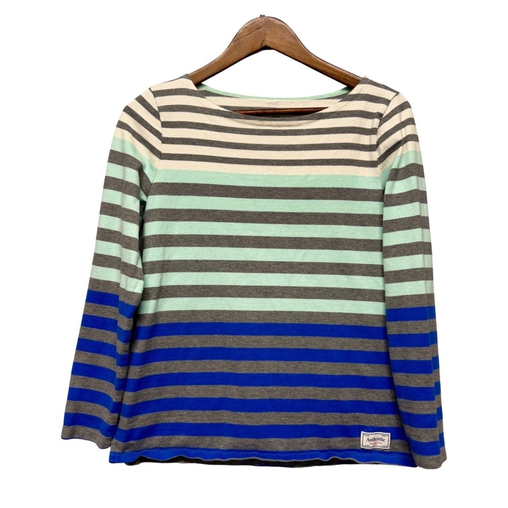 Talbots Womens Tunic‎ Size M P Striped Cotton Boat Neck Top Long Sleeve Nautical